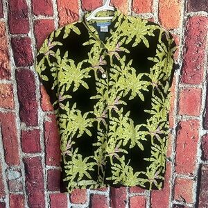 Vintage Anna Ocean women’s sleeveless button down hawaiian blouse size small